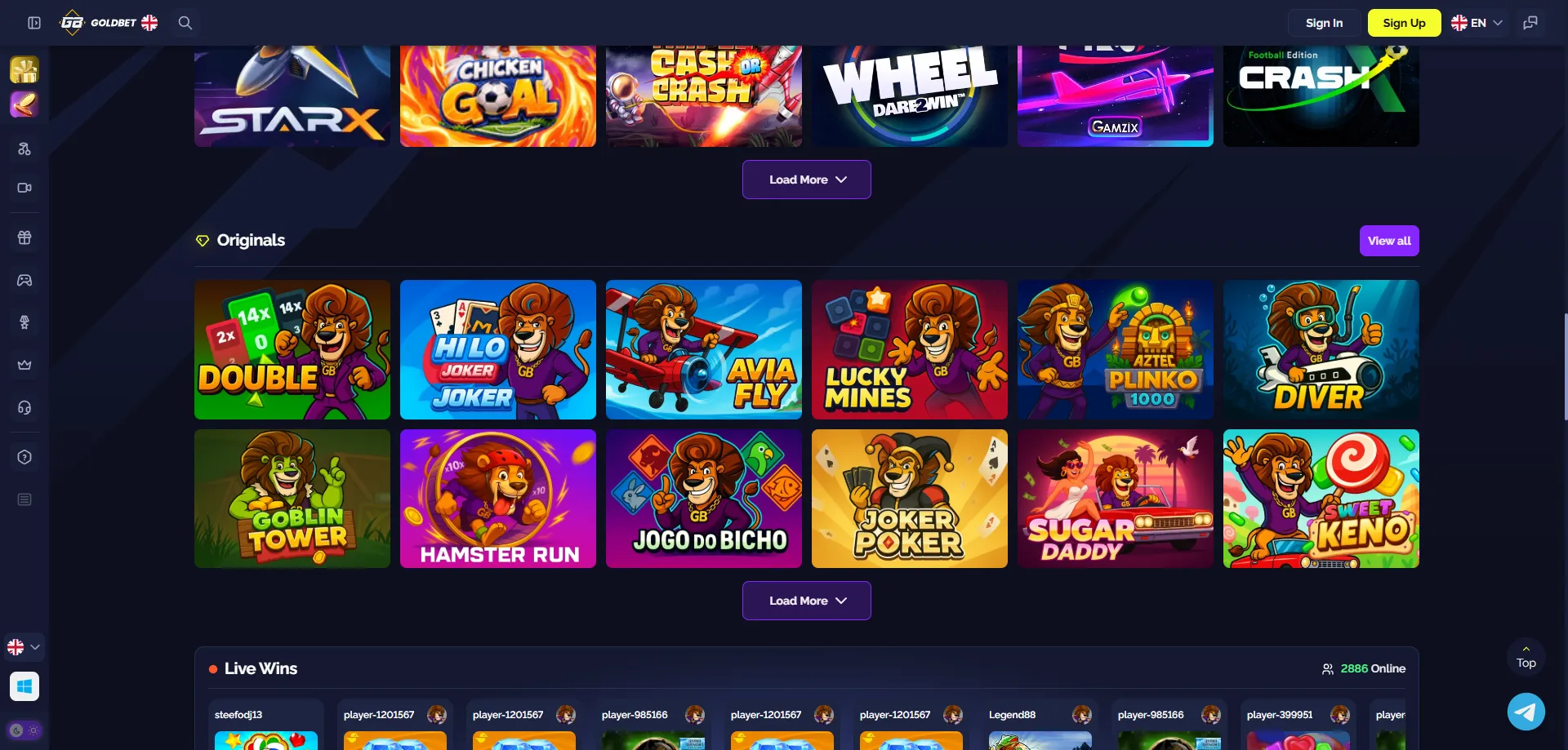 ألعاب الكازينو والفتحات في Goldbet — تشكيلة واسعة