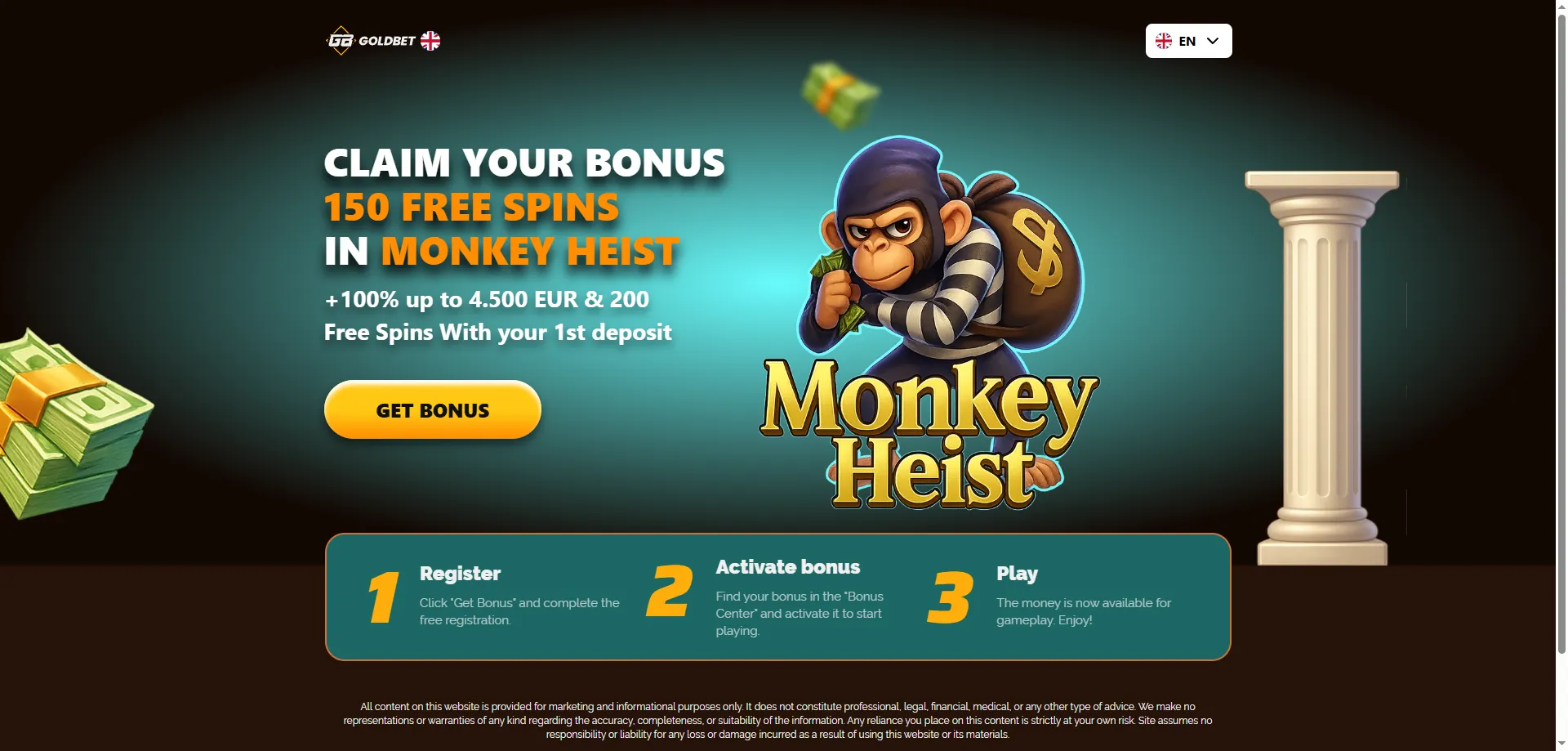 عروض ومكافآت Goldbet Casino في تونس — بونص 15000 TND